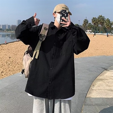 2023春夏季潮流复古学院风白衬衫翻领百搭休闲衬衣男W7140-P38，男装衬衫，星座512-2