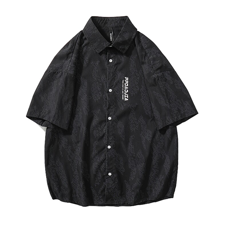 WASSUPHAPPY美式休闲短袖衬衫男款夏季潮牌宽松半袖衣服大码外套,男装衬衫,电商A001