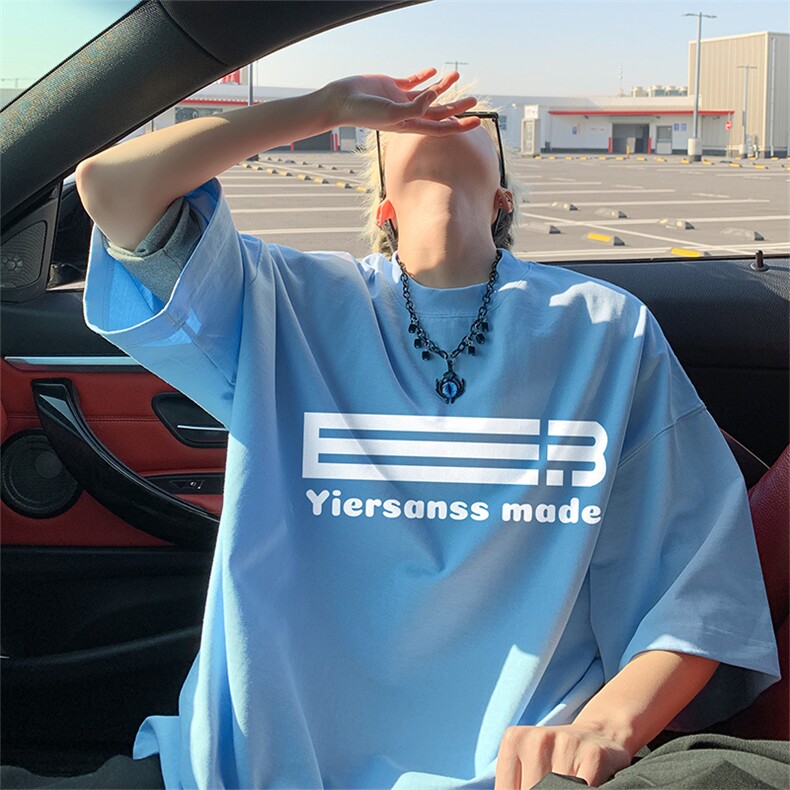 新款港风抖音直播短袖T260克TB5145批28纯棉220克T5145P22控38，男装T恤，电商C408(原B339-1)