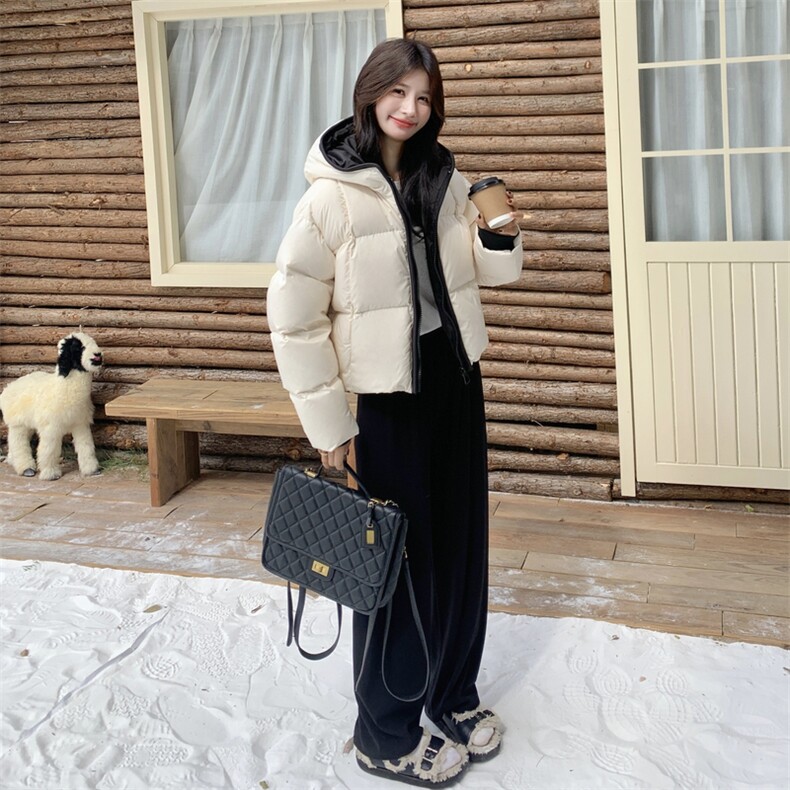 水衣源2783款短款连帽加厚保暖面包服茧形羽绒外套女,女装羽绒服,水衣源