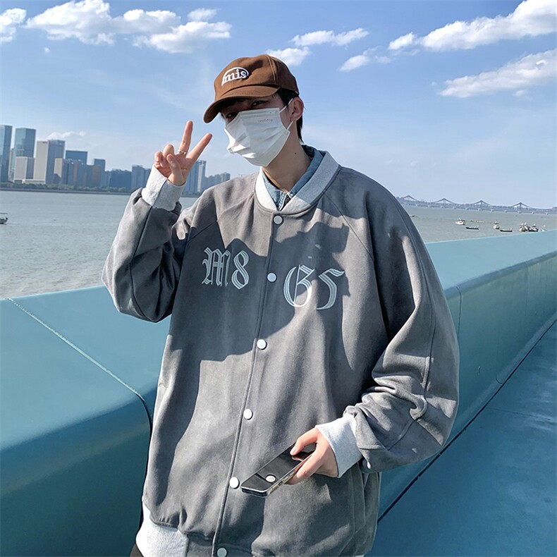 22秋 新款宽松休闲oversize麂皮棒球外套 B266-Y611-P70图片