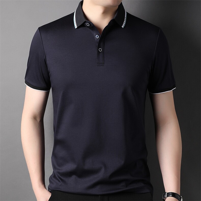 轻奢夏季男士短袖T恤时尚潮流圆领半袖商务纯色上衣服体恤男装,男装T恤,电商B212（原钱塘6029）