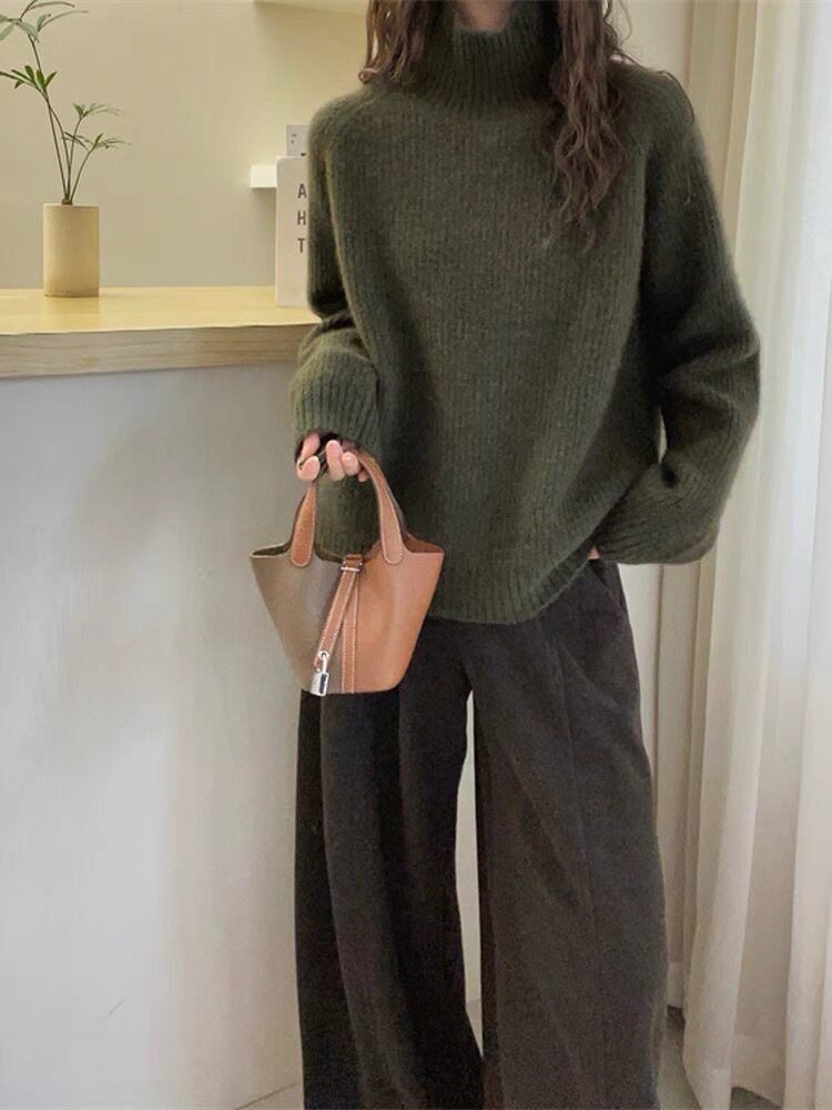 2026年秋季时尚百搭通勤简约休闲插肩高领，女装羊毛衫，圣旺供货