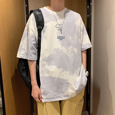 新款扎染短袖t恤男新ins日系原宿风网红设计感港风上衣T577-P26，男装T恤，星座512-2