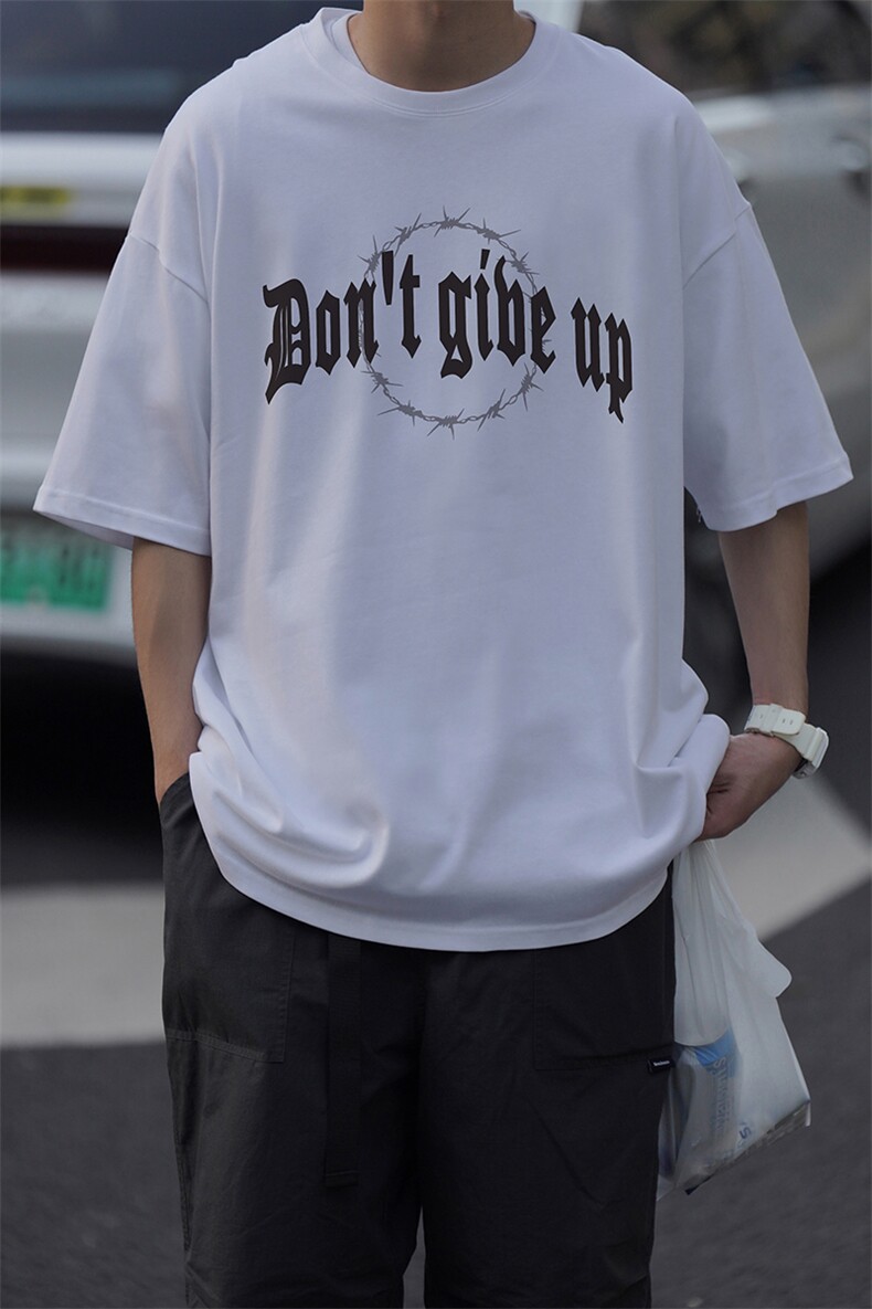 抖音供货260克重磅纯棉宽松大码印花短袖T恤A158-T89-P28控48,男装T恤,电商A158