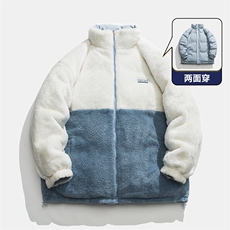 主推十万现货韩版羊羔毛拼接图案保暖摇粒绒棉衣外套MY9073-P95，男装棉衣，电商A128