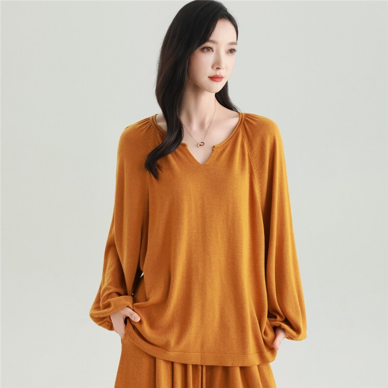 2025秋冬百搭时尚简约v领长袖针织衫，女装针织衫/毛衣，雅之冉羊绒