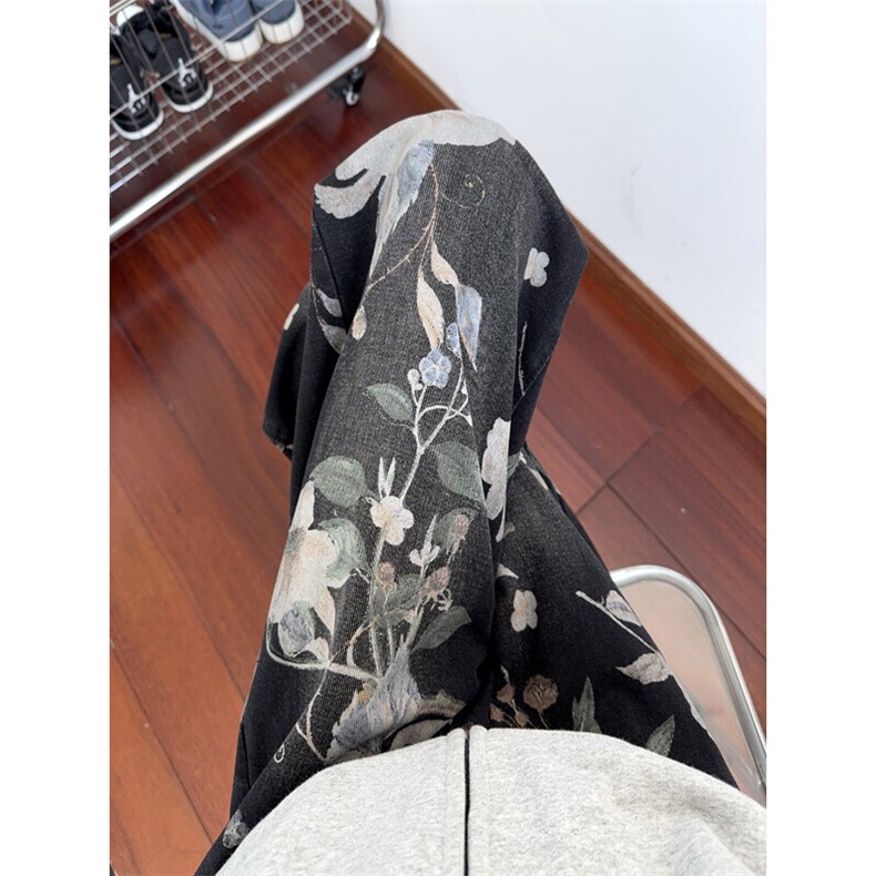 ins高街小众印花牛仔裤男春秋季设计感cleanfit直筒宽松休闲长裤，男装牛仔裤，电商B221