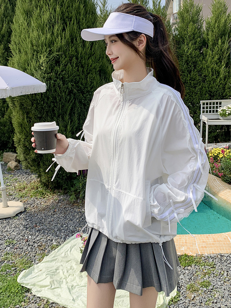 韩系设计感蕾丝防晒衣女轻薄透气夏季2025新款洋气减龄宽松防晒服,女装防晒衣,蝶眷