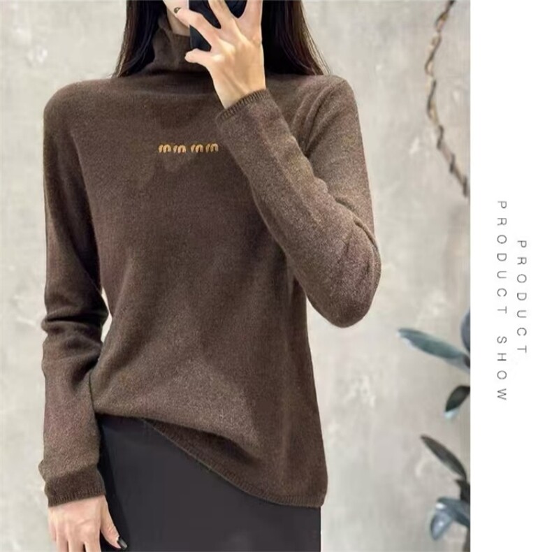 女士秋冬羊毛刺绣高领堆堆领羊毛衫，女装羊毛衫，鑫之绒
