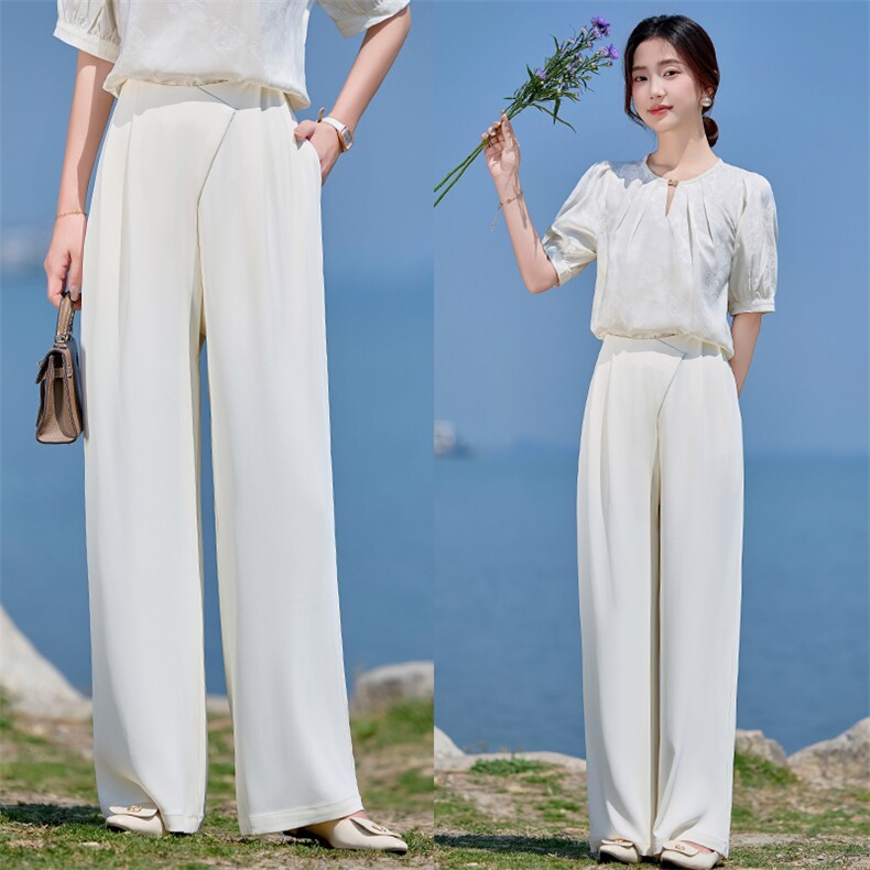 现货BAOKUAN女2025夏新款时尚气质女神范高腰显瘦百搭阔腿裤，女装休闲裤，时尚俏佳人