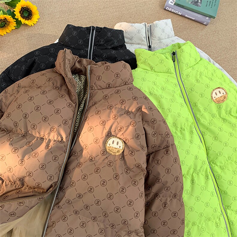 新款笑脸贴标字母加绒加厚保暖棉衣面包服A316-1-Y104P85控118,男装棉衣,星座906（原电商a316-1）