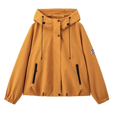 2025秋季新品橙色甜美减龄简约时尚休闲连帽工装外套，女装短外套，难舍钰依