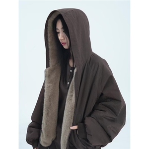 网图加绒座山雕不掉毛两面穿仿兔毛连帽棉服外套YY2527-特P108图片