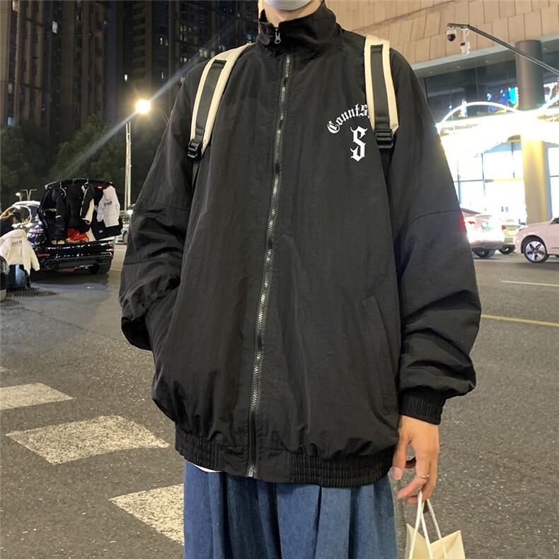 港风23新款秋季时尚百搭宽松字母印花夹克外套F6321P65控88,男装夹克,电商A268A