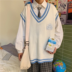 2021新款原宿风V领dk毛衣马甲慵懒高级感针织背心坎M159-P32，男装针织衫/毛衣，星座512-4