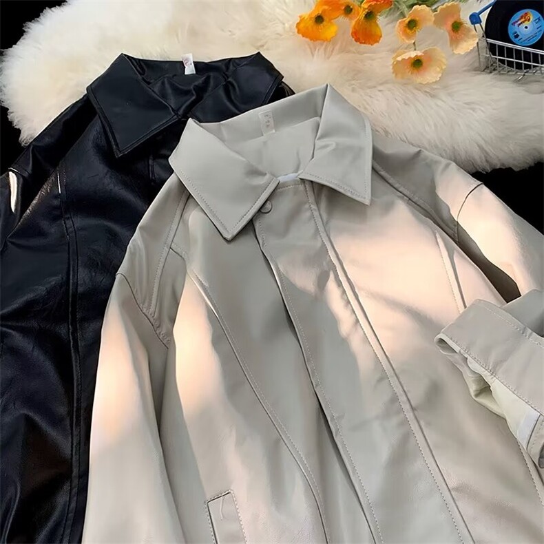 皮衣外套男秋季美式潮牌痞帅hiphop机车pu皮夹克宽松休闲翻领上衣,男装夹克,星座601-2