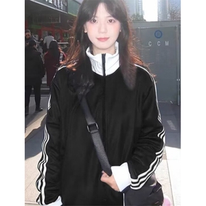 条纹撞色立领夹克男高级感休闲运动棒球服外套上衣 JJ61图片