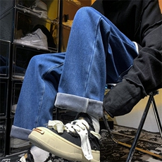 加绒加厚牛仔裤男百搭宽松保暖直筒裤A080-9291-常规P35加绒P45，男装牛仔裤，电商A080