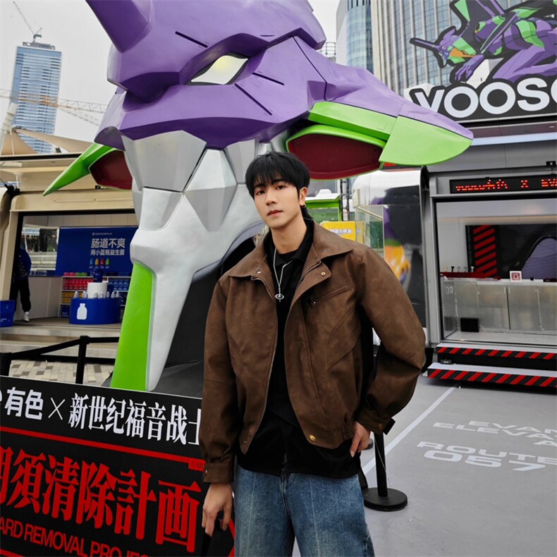 <自拍图>春季新款美式复古棕色做旧皮衣外套男潮牌痞帅HT42-P88,男装皮衣,星座1109-4