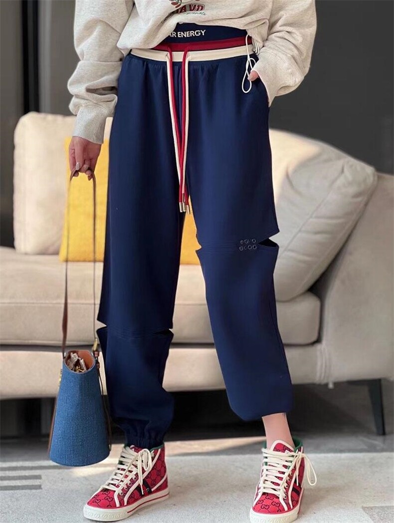 秋装新品休闲破洞卫裤，女装休闲裤，怡梦情缘(6F)