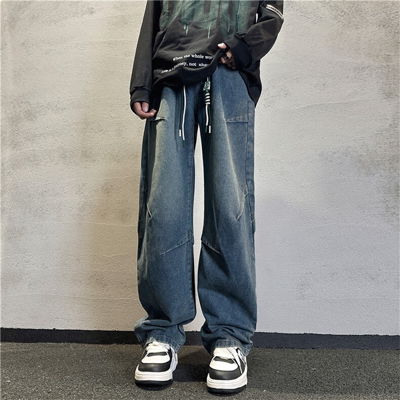 k1085-p55-控78S-3XL现货折皱宽松cleanfit牛仔裤,男装牛仔裤,星座116