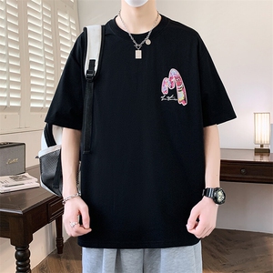 夏季男短袖t恤高品质多工艺发泡印大码T恤衫HF8349-P34,高腰烟管裤怎样搭配上衣夏款图片