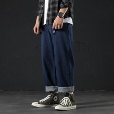 男秋季宽松直筒牛仔裤新款大码帅气休闲裤韩版潮流5063-N200P48，男装牛仔裤，星座304A-1