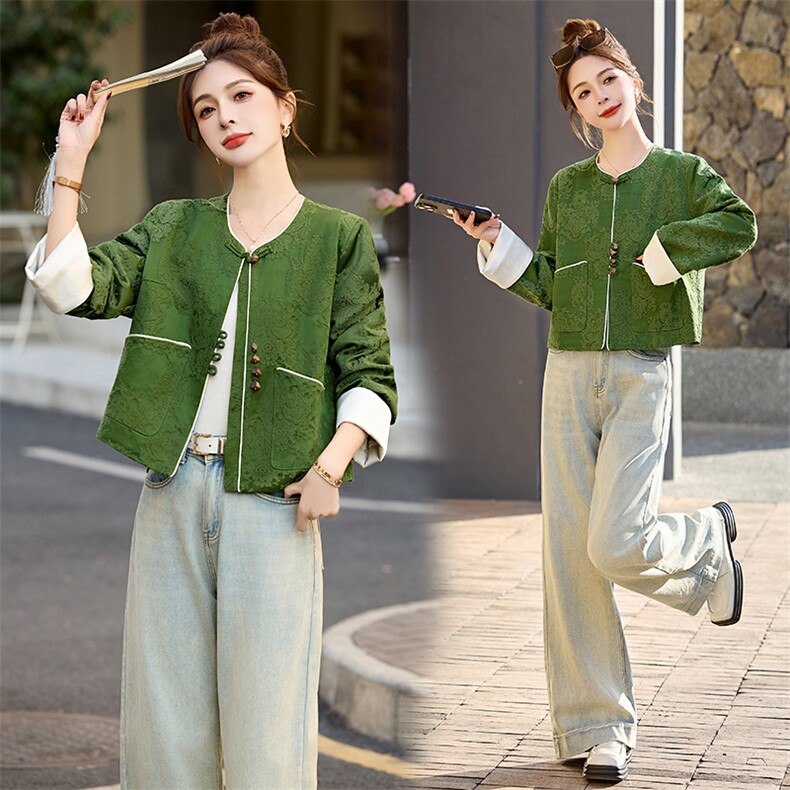 新中式国风提花外套女短款2025春秋新款轻奢高级感小香风减龄上衣，女装短外套，橙子家