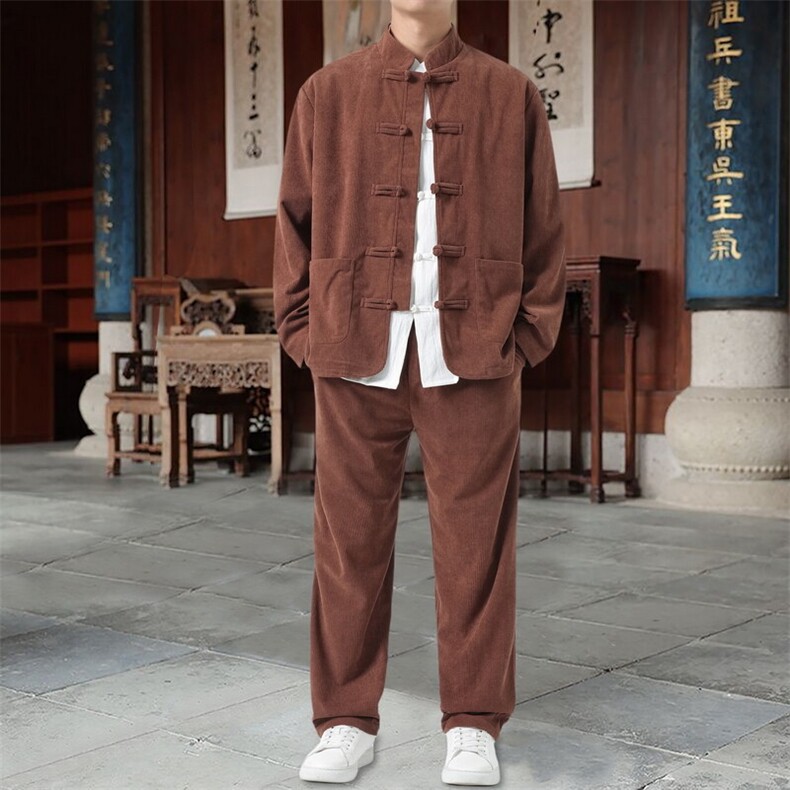 男士外套灯芯绒夹克套装盘扣立领风XZ1512-2501套装-P110,男装夹克,星座1512