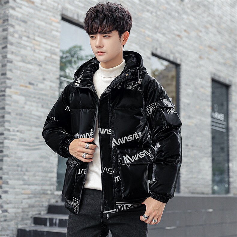 新标80%白鸭绒羽绒服男冬季短款加厚连帽外套情侣亮面6566-P150,男装羽绒服,星座1210B