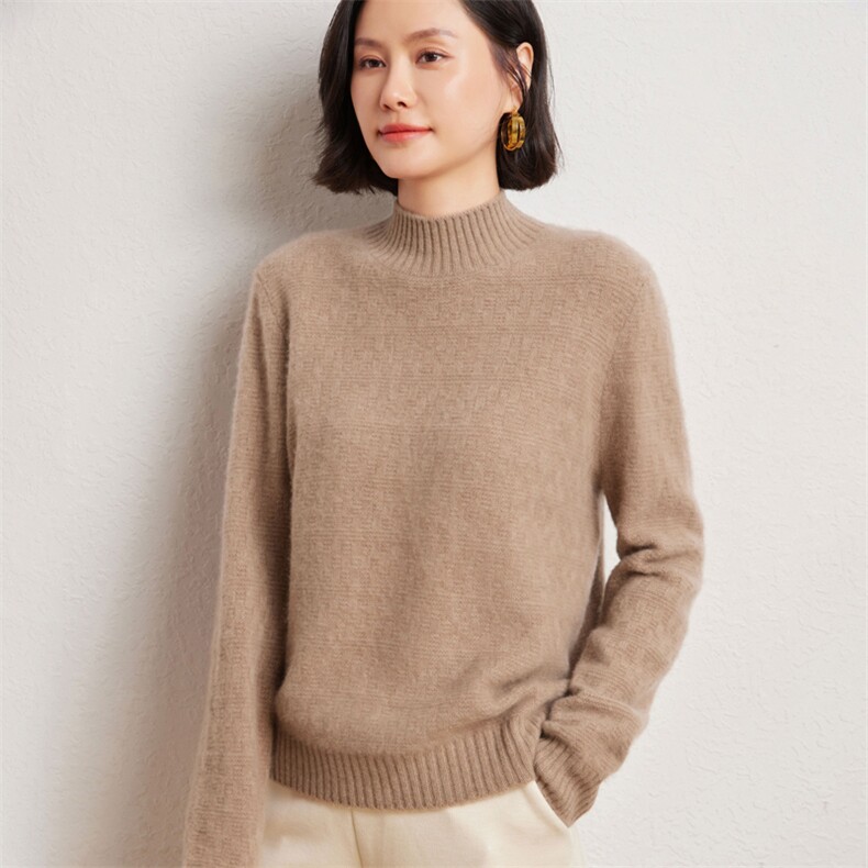 优雅女士半高领羊绒衫简约百搭显瘦保暖毛衣，女装羊绒衫，臻维羊绒