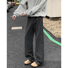 美式水洗灰色阔腿牛仔裤男秋冬宽松复古cleanfit直筒拖地长裤，男装休闲裤，星座1013
