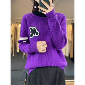新款半高领加厚保暖针织衫女秋冬新款宽松显瘦纯色羊毛衫图片
