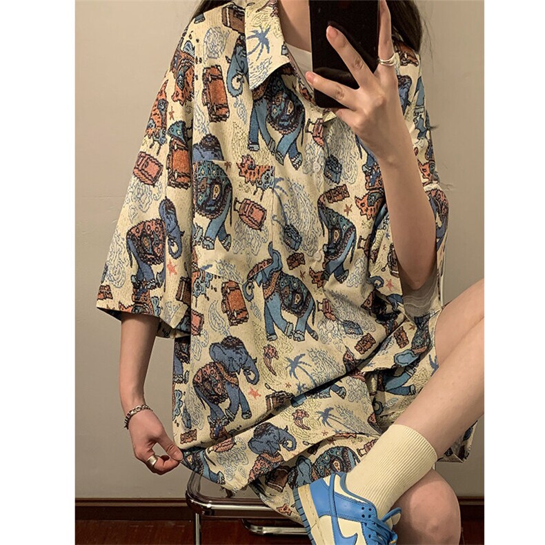 夏季海边沙滩男女同款休闲套装潮牌宽松大码XZ102B-1-TZ2560P55,男装休闲套装,星座102B-1