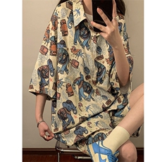 夏季海边沙滩男女同款休闲套装潮牌宽松大码XZ102B-1-TZ2560P55，男装休闲套装，星座102B-1