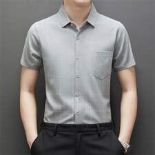 夏季2023新款短袖衬衫男士商务修身休闲百搭上衣衬衣潮流，男装衬衫，电商B212（原钱塘6029）