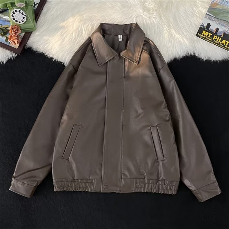 美式复古pu皮夹克男春秋季帅机车服外套潮宽松休闲皮衣W5266-P66,男装皮衣,星座412