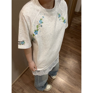 【有货】BK903CC-特P31 植物花卉刺绣复古圆领短袖T恤男女图片