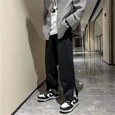 直筒裤男宽松慵懒风高级感加绒炸街裤子B380P33，男装休闲裤，星座1116-2