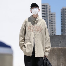 韩版宽松翻领垂感bf衬衫秋季新款小众设计感外套男W3475-P38，男装衬衫，星座512-2