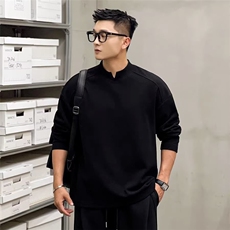 秋季美式白色内搭长袖修身德绒潮流男士T恤高领上衣服体恤打底衫，男装T恤，星座1210-1