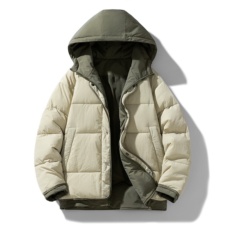 日系复古假两件连帽棉衣男冬季宽松情侣冬季棉服M0829-P103,男装棉衣,星座308B-2