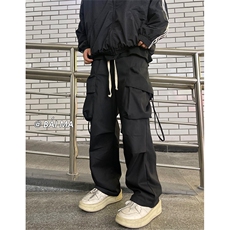 美式高街4工装直筒裤男潮牌hiphop阔腿拖地裤XZ211-1-K2202-P65，男装工装外套，星座211-1