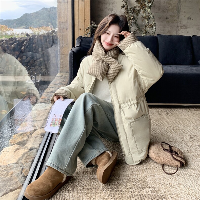 现货！2C056-7097-P285控428（浅绿色90绒羽绒服送格子围巾）,女装羽绒服,2C056