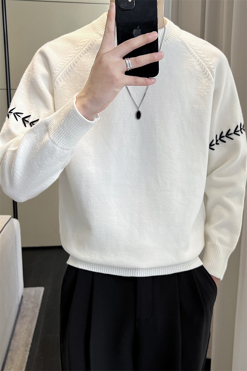 盗图-轻熟风小众设计感明线针织毛衣线衫MZ20/P75控105,男装针织衫/毛衣,电商A243