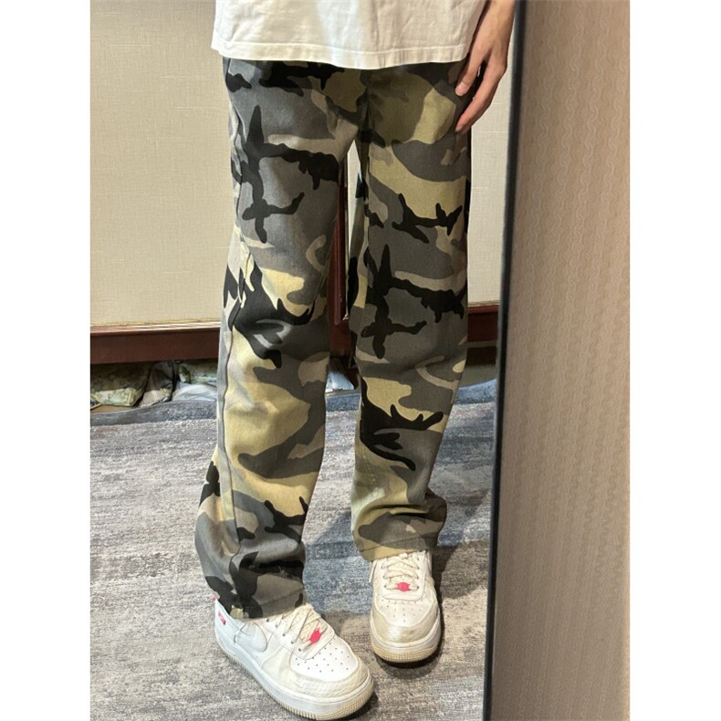 【有货】迷彩工装裤阔腿美式复古hiphop裤子高街直筒8265LL-特P48,男装工装外套,星座1007（原301D）