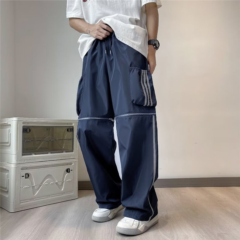 夏季美式高街大口袋设计感可拆卸阔腿直筒工装裤一裤两穿JQ91-P60,男装休闲裤,星座1008