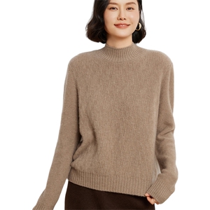 冬季重磅加厚半高领羊绒衫女短款席编纯色长袖套头针织打底衫毛衣图片