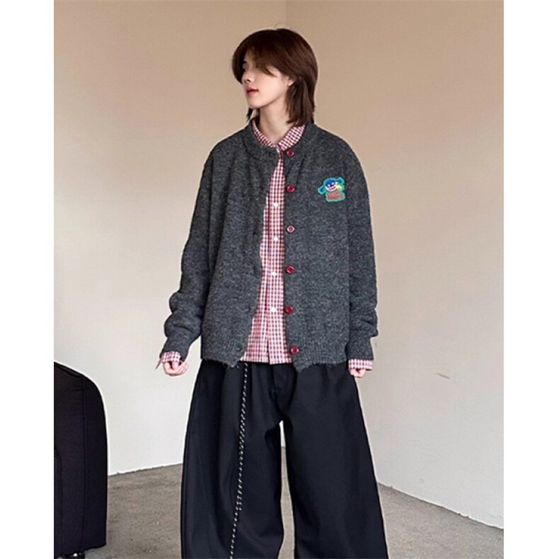 秋冬撞色纽扣复古卡通刺绣圆领长袖针织开衫男女毛衣外套MY9577,男装针织衫/毛衣,星座1116A（原606A-3）